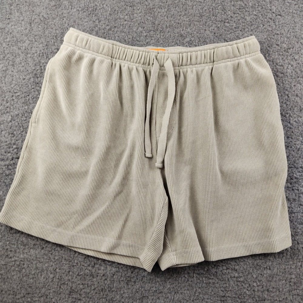 Negative Space Mens Thermal Waffle Shorts Tan Beige Sz Large Drawstring Elastic